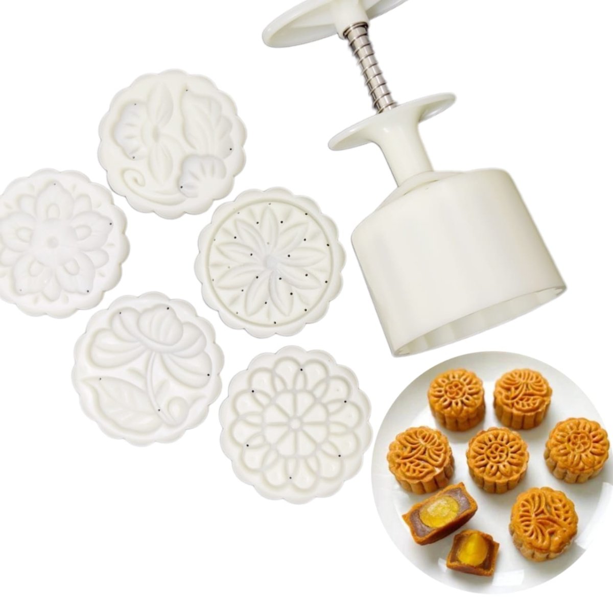 Bakewareindia Mooncake Pattern Cookie Cutter Plunger Moulds - Bakeware India