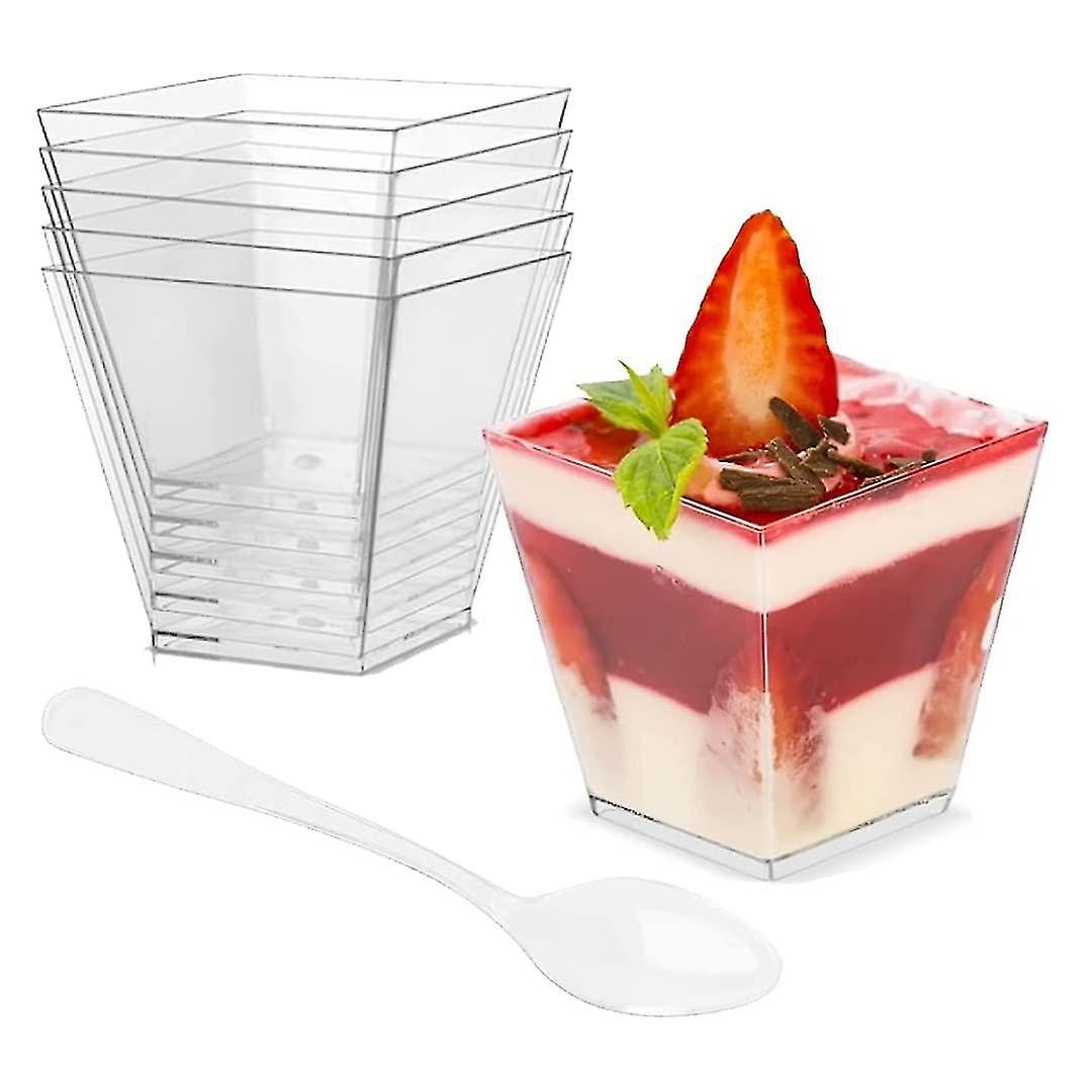 BakewareindiaTransparent Mousse Cups with Lids Dessert Cups, Pudding Cups ,Mini Parfait Cups (Pack of 10) - Bakeware India