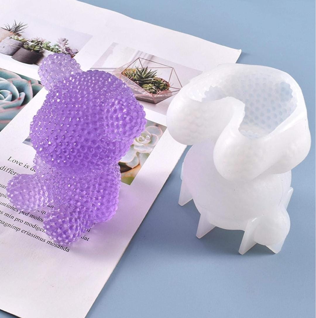 Lyba Mould 3D Diamond Teddy Bear Fondant Candle Resin Silicone Mould - Bakeware India