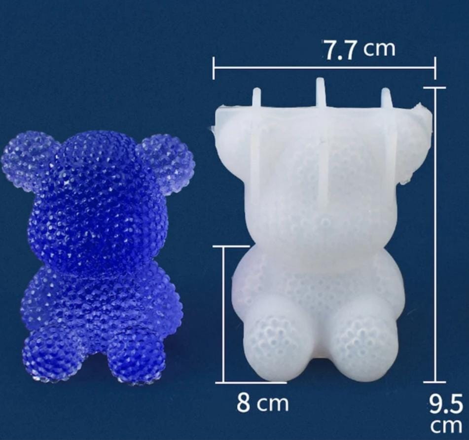 Lyba Mould 3D Diamond Teddy Bear Fondant Candle Resin Silicone Mould - Bakeware India
