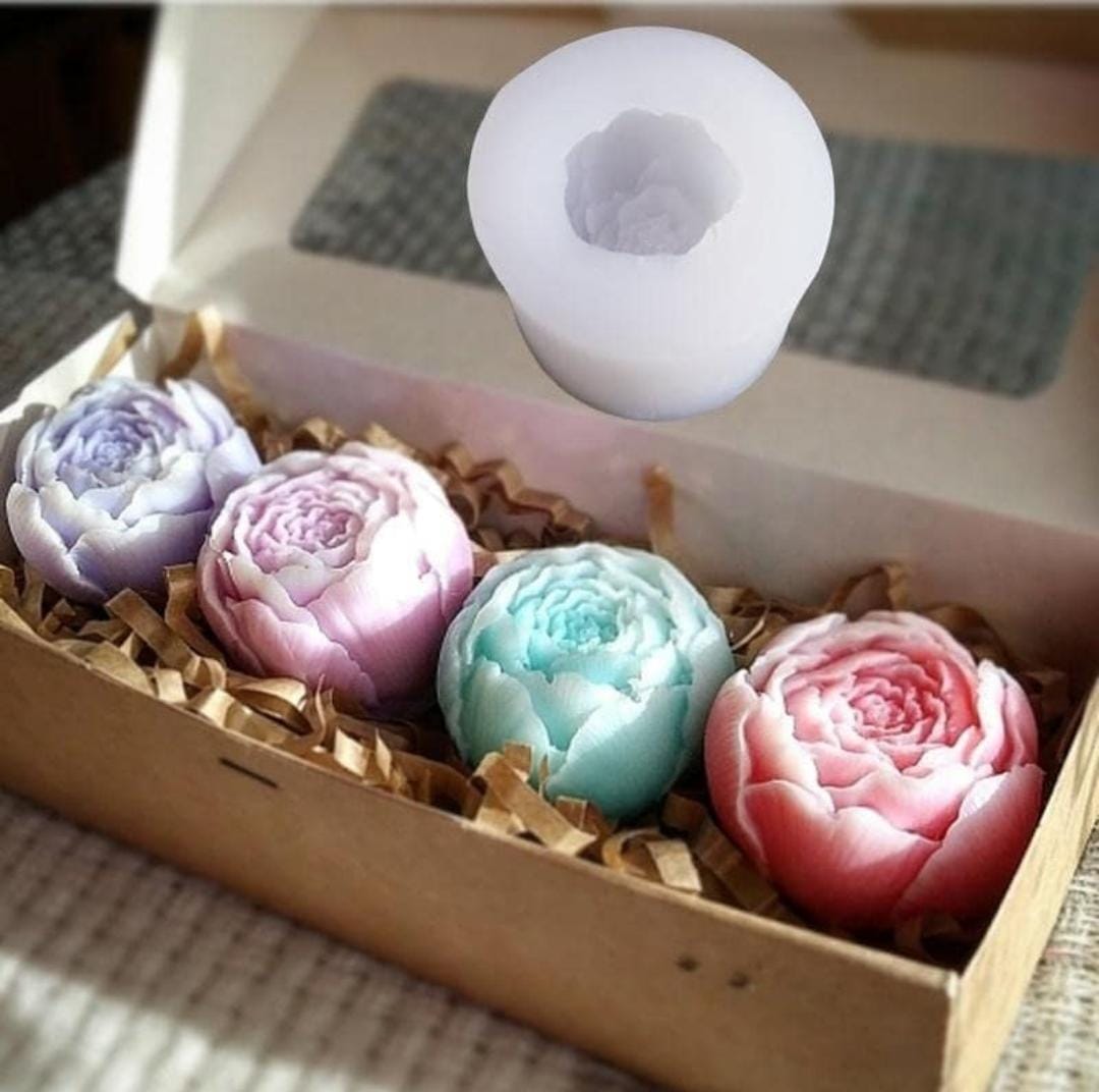 Lyba Mould 3D Round Peony Flower Shape Candle Silicone Mould - Bakeware India