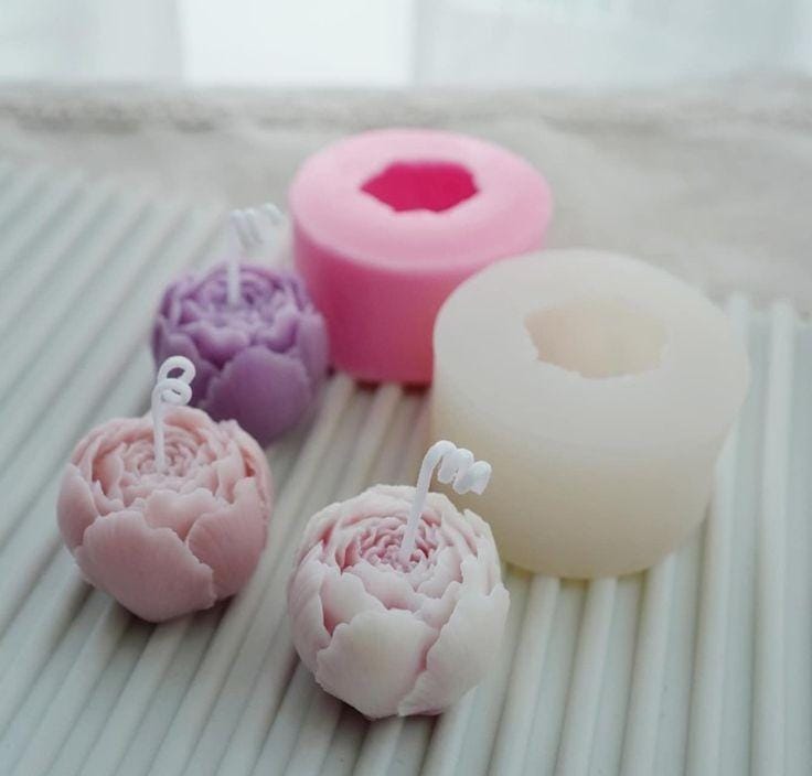 Lyba Mould 3D Round Peony Flower Shape Candle Silicone Mould - Bakeware India