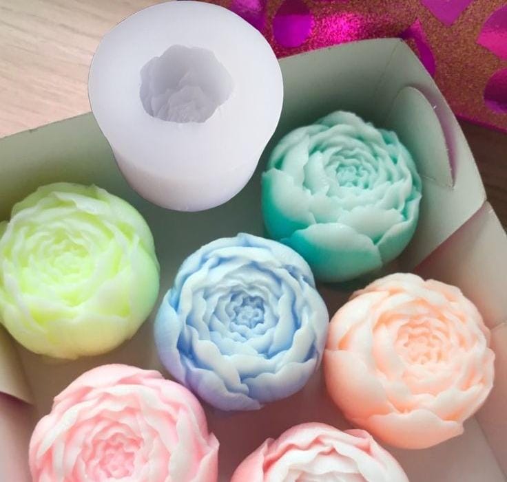 Lyba Mould 3D Round Peony Flower Shape Candle Silicone Mould - Bakeware India