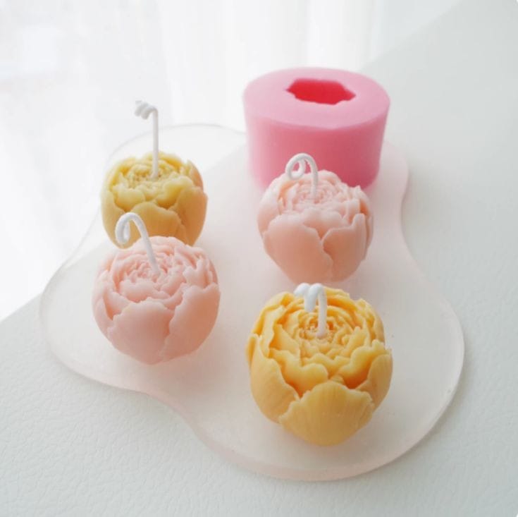 Lyba Mould 3D Round Peony Flower Shape Candle Silicone Mould - Bakeware India