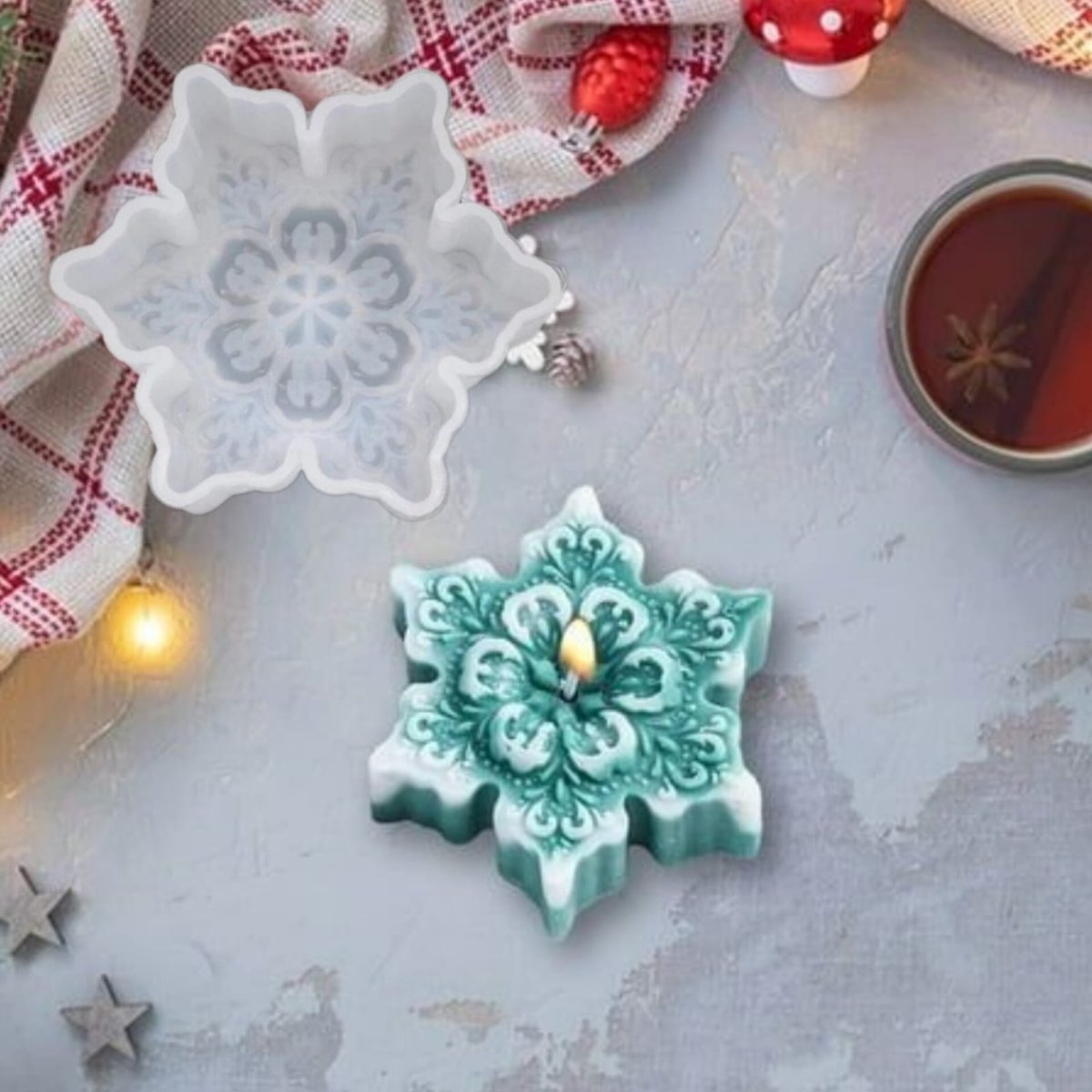 Lyba Mould 3D Snowflake Silicone Candle Cake Mould - Bakeware India