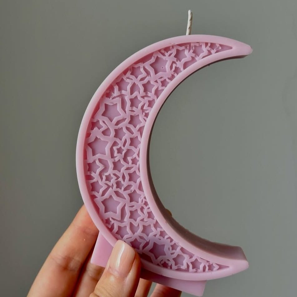Lyba Mould 3D Star Ramadan Eid Design Moon Candle Silicone Mould - Bakeware India
