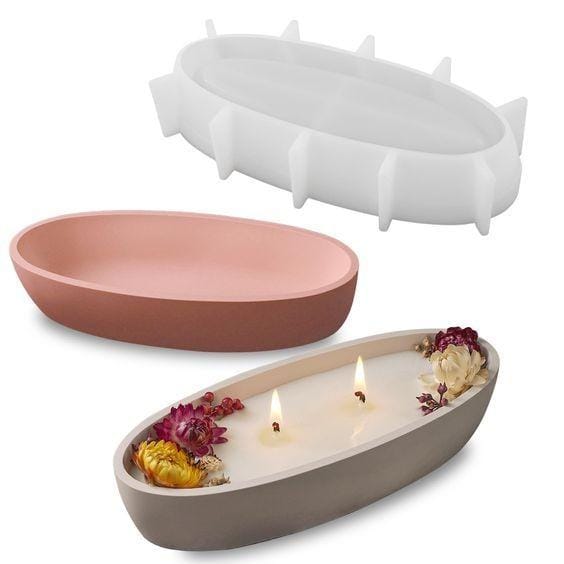 Lyba Mould Oval Boat Jar Resin Candle Silicone Mould - Bakeware India