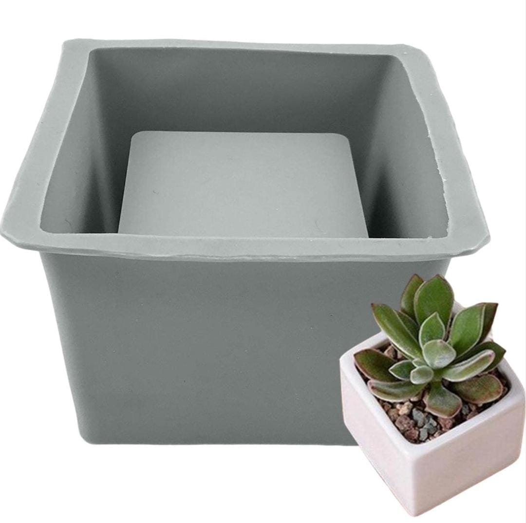 Lyba Mould Square Jar Pot Planter Concrete Candle Resin Silicone Mould - Bakeware India