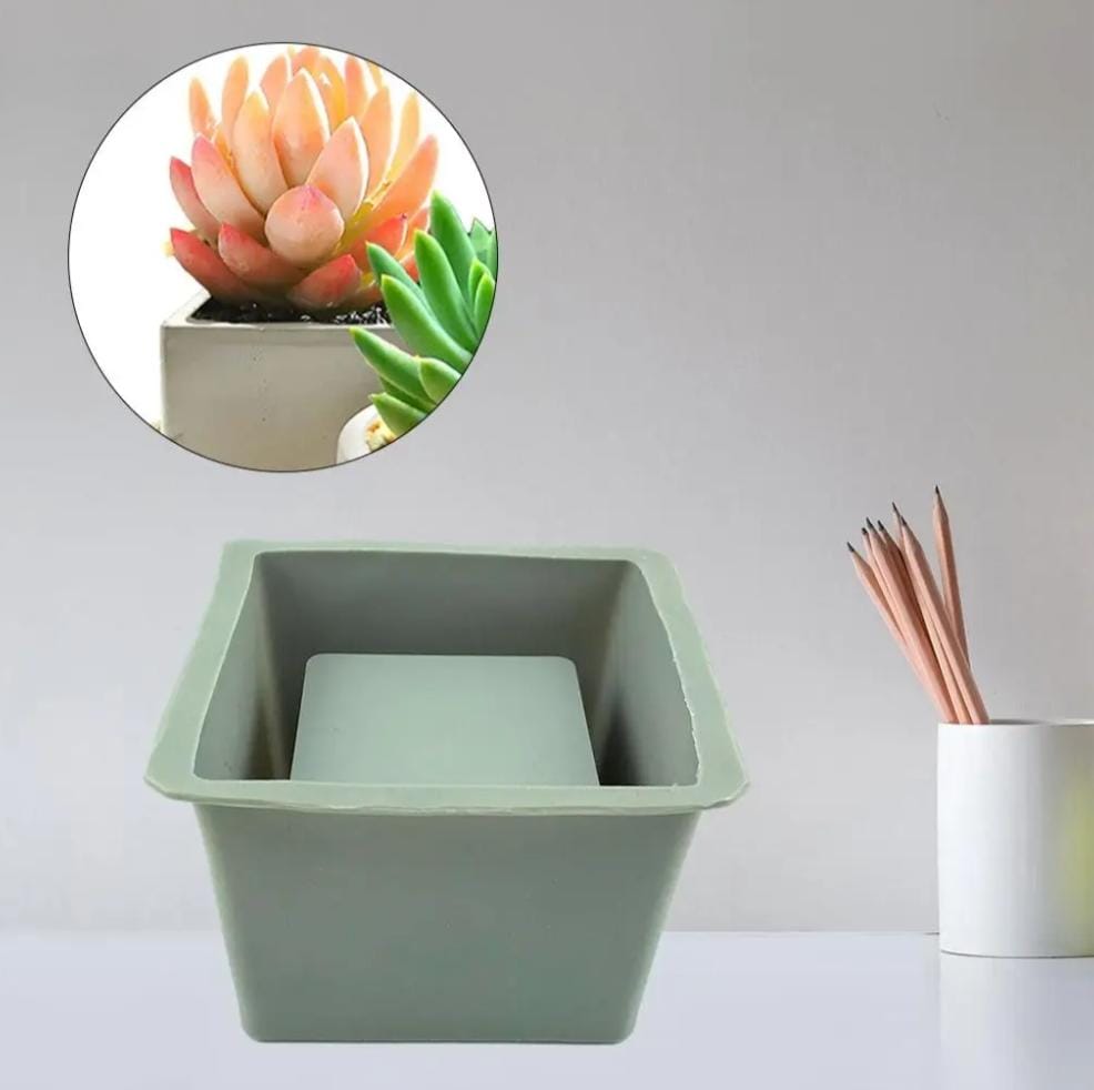 Lyba Mould Square Jar Pot Planter Concrete Candle Resin Silicone Mould - Bakeware India
