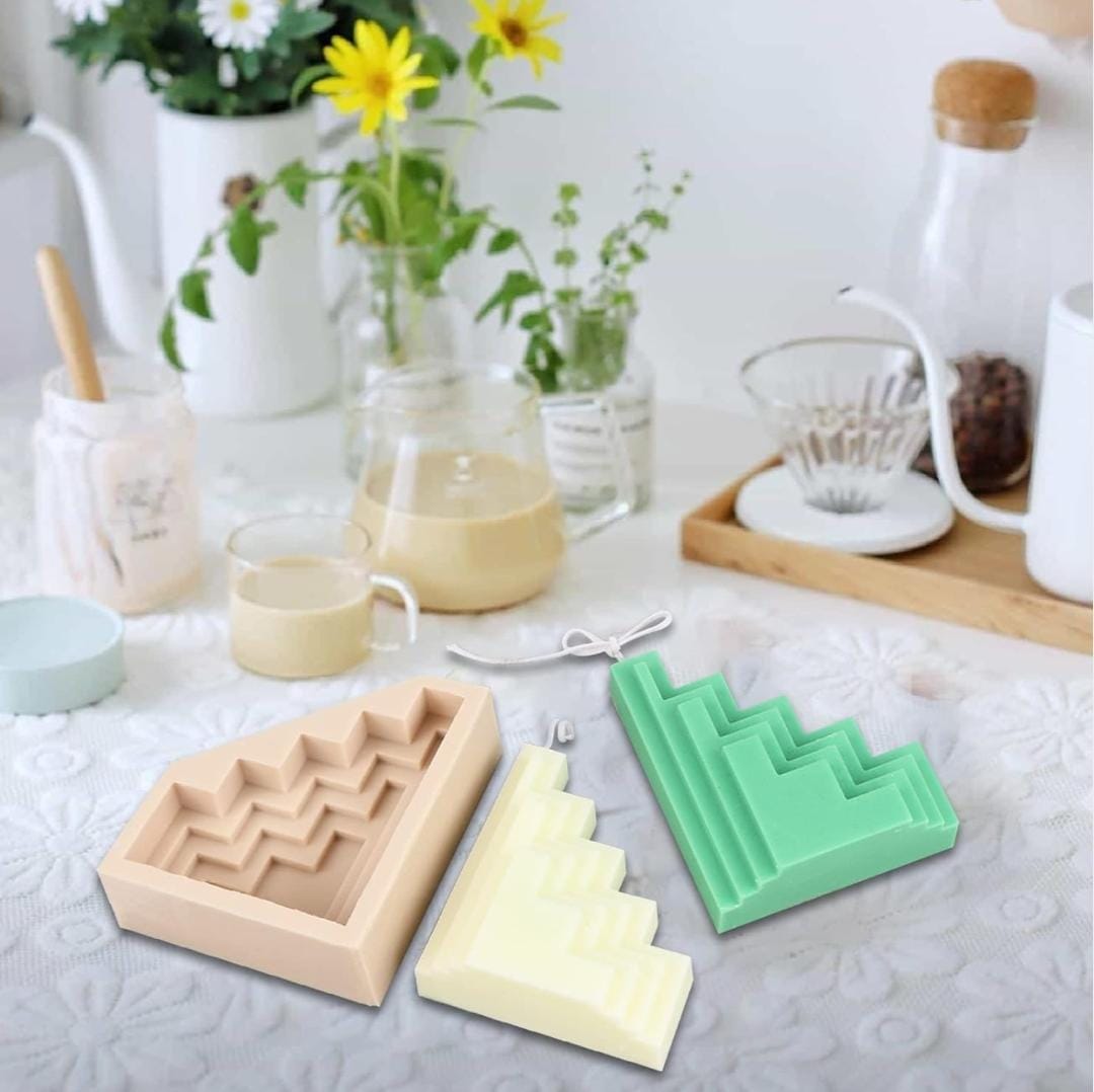 Lyba moulds 3D Abstract Staircase Candle Silicone Mould - Bakeware India