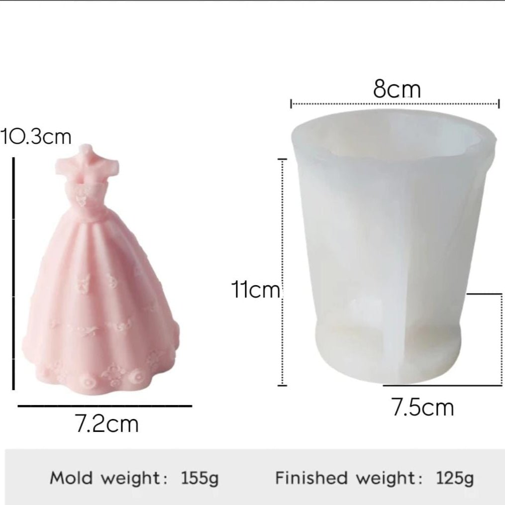 Lyba moulds 3D Bridal Wedding Dress Fondant Chocolate Candle Silicone Mould - Bakeware India