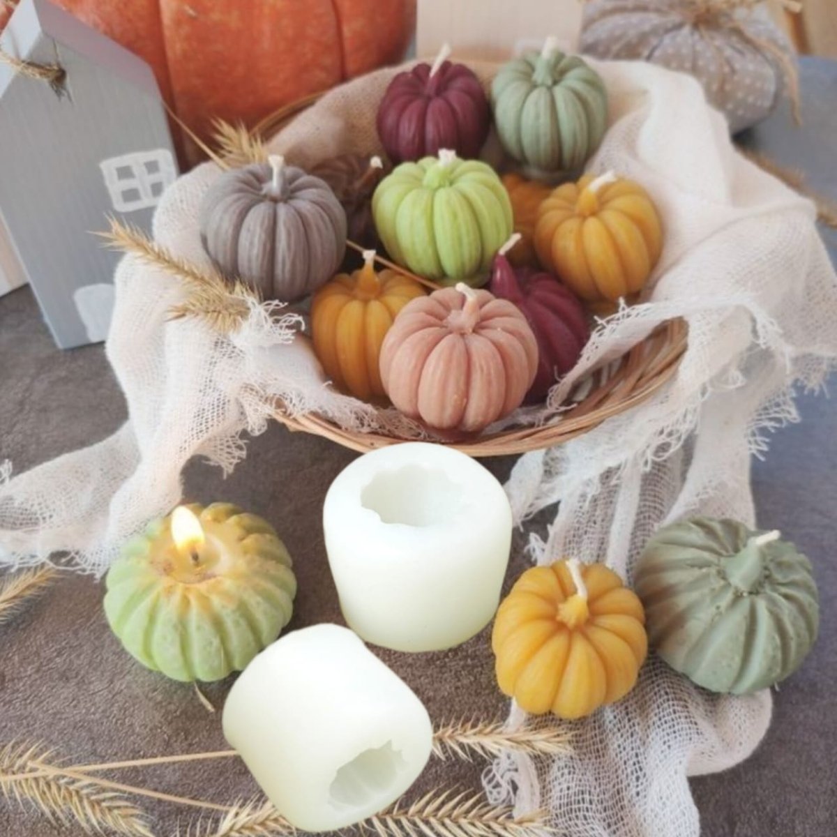 Lyba Moulds 3D Cute Pumpkin Candle Chocolate Silicone Mould - Bakeware India