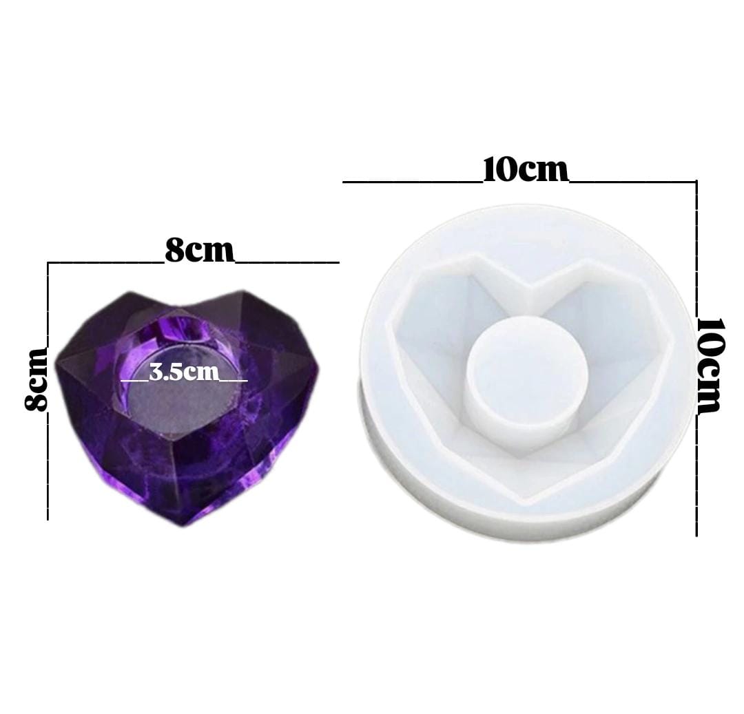 Lyba Moulds 3D Heart Concrete Resin Jar Pot Planter Candle Silicone Mould - Bakeware India