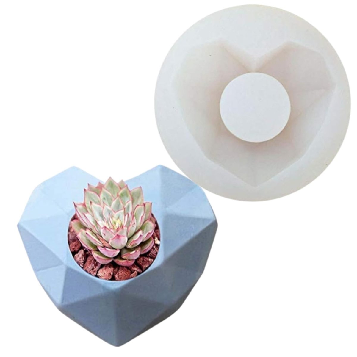 Lyba Moulds 3D Heart Concrete Resin Jar Pot Planter Candle Silicone Mould - Bakeware India