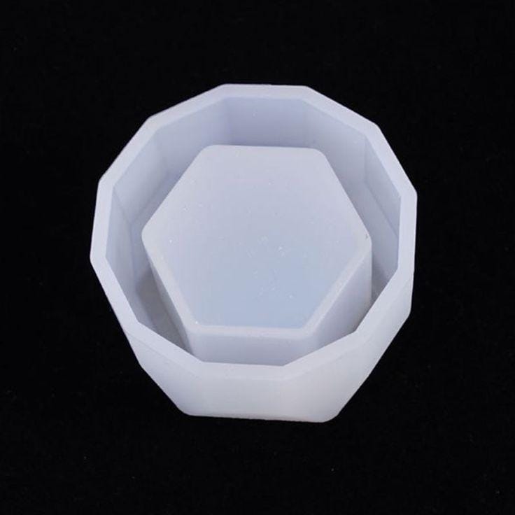 Lyba Moulds 3D Hexagon Concrete Resin Jar Pot Planter Candle Silicone Mould - Bakeware India