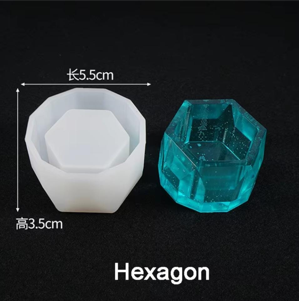 Lyba Moulds 3D Hexagon Concrete Resin Jar Pot Planter Candle Silicone Mould - Bakeware India