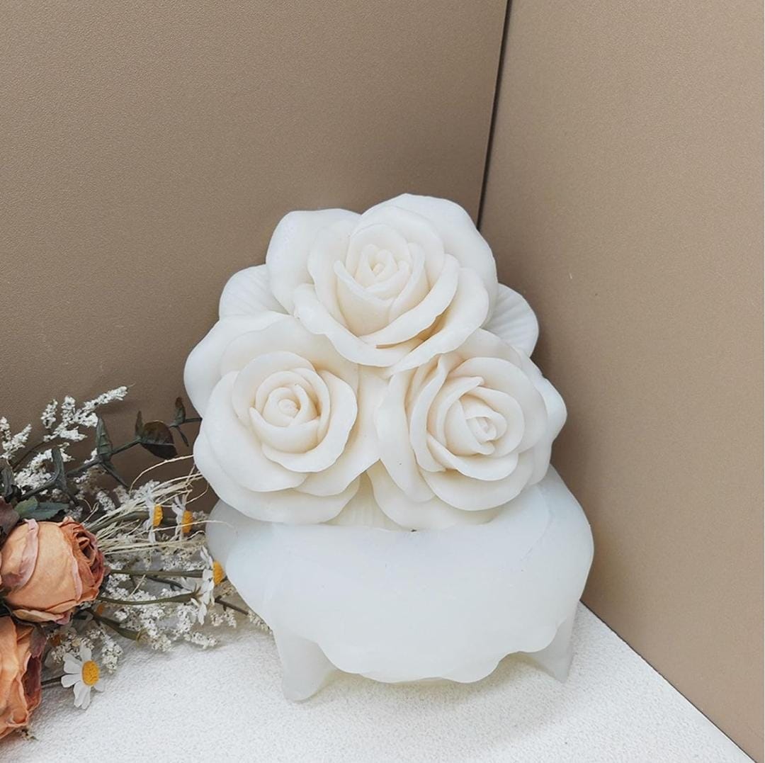 Lyba Moulds 3D Large Rose Flower Candle Silicone Mould - Bakeware India