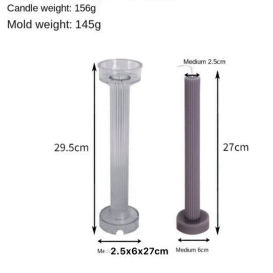Lyba moulds 3D Long Cylindrical Column Candle Polycarbonate Mould - Bakeware India