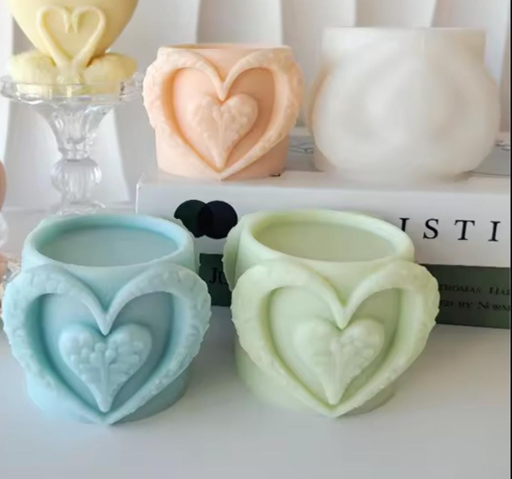 Lyba moulds 3D Love Heart Jar Silicone Mould for Candle Chocolate - Bakeware India