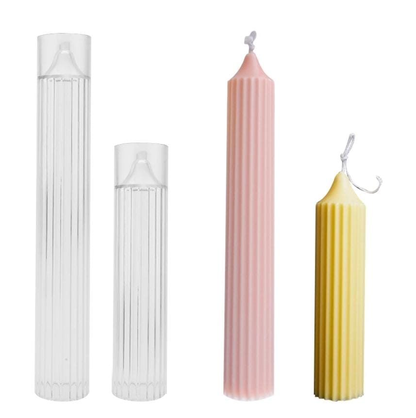 Lyba moulds 3D Ribbed Pillar Acrylic Polycarbonate Candle Mould (Select Size) - Bakeware India