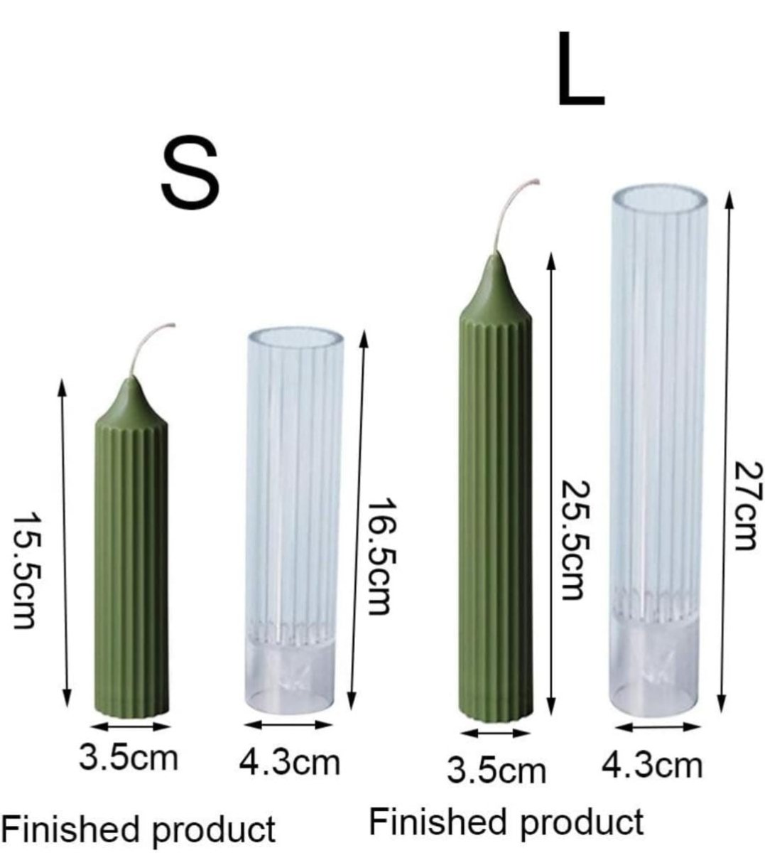 Lyba moulds 3D Ribbed Pillar Acrylic Polycarbonate Candle Mould (Select Size) - Bakeware India