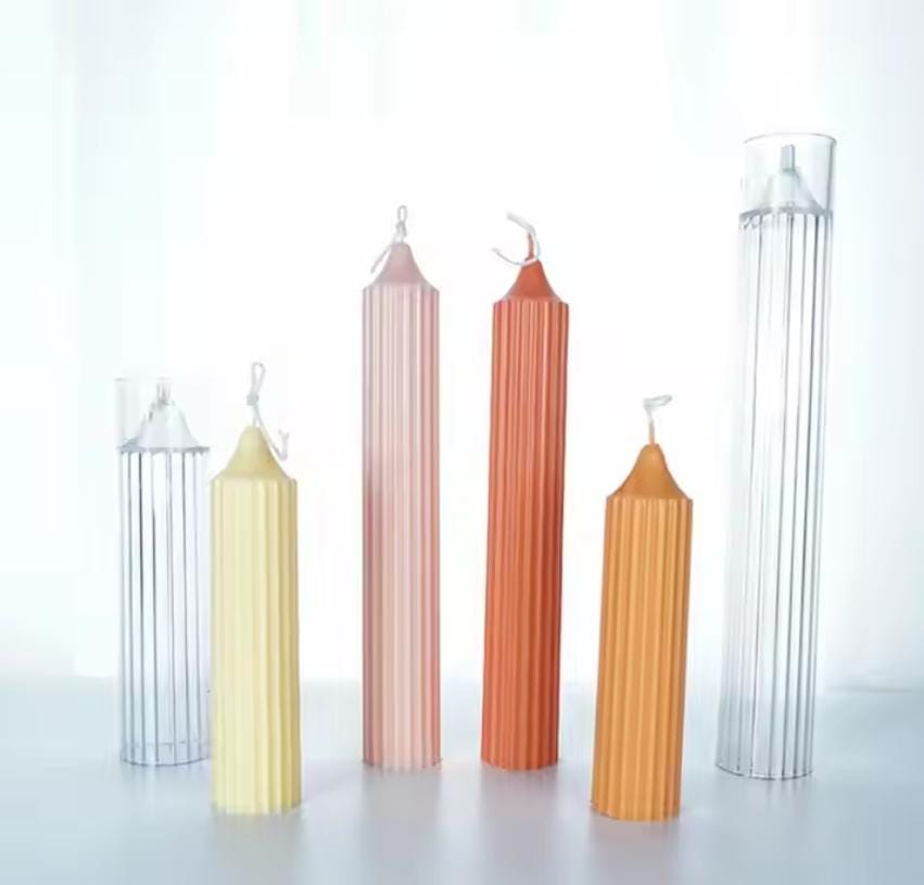 Lyba moulds 3D Ribbed Pillar Acrylic Polycarbonate Candle Mould (Select Size) - Bakeware India