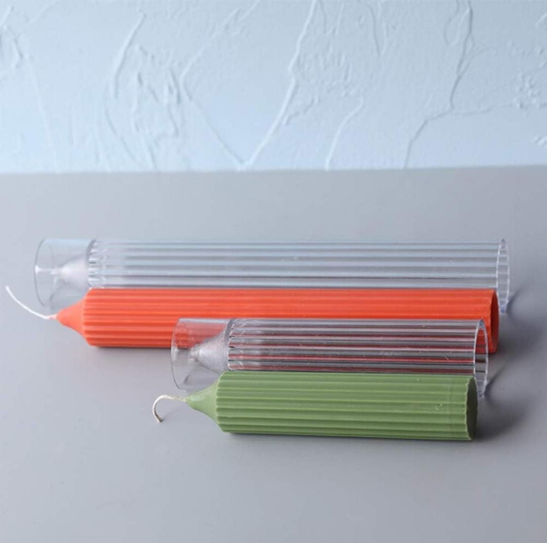 Lyba moulds 3D Ribbed Pillar Acrylic Polycarbonate Candle Mould (Select Size) - Bakeware India