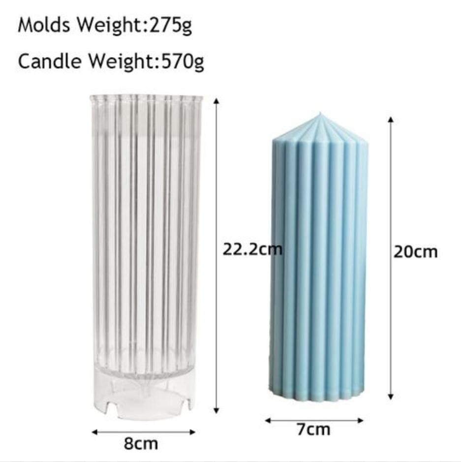 Lyba moulds 3D Ribbed Pillar Polycarbonate Candle Mould - Bakeware India