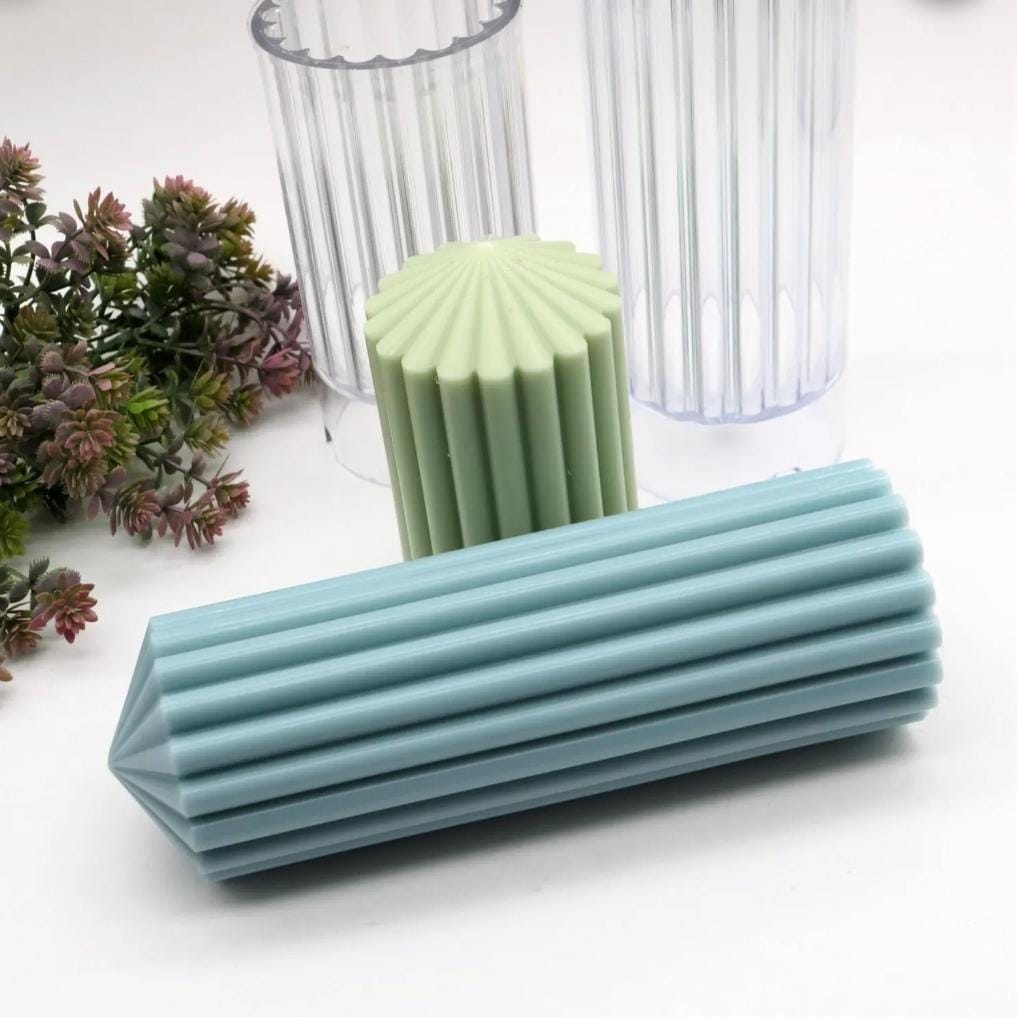 Lyba moulds 3D Ribbed Pillar Polycarbonate Candle Mould - Bakeware India