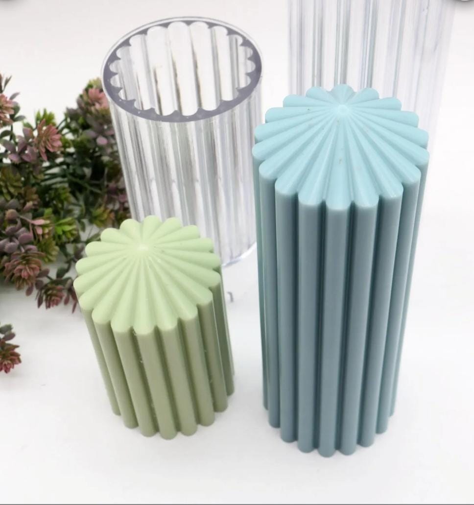 Lyba moulds 3D Ribbed Pillar Polycarbonate Candle Mould - Bakeware India