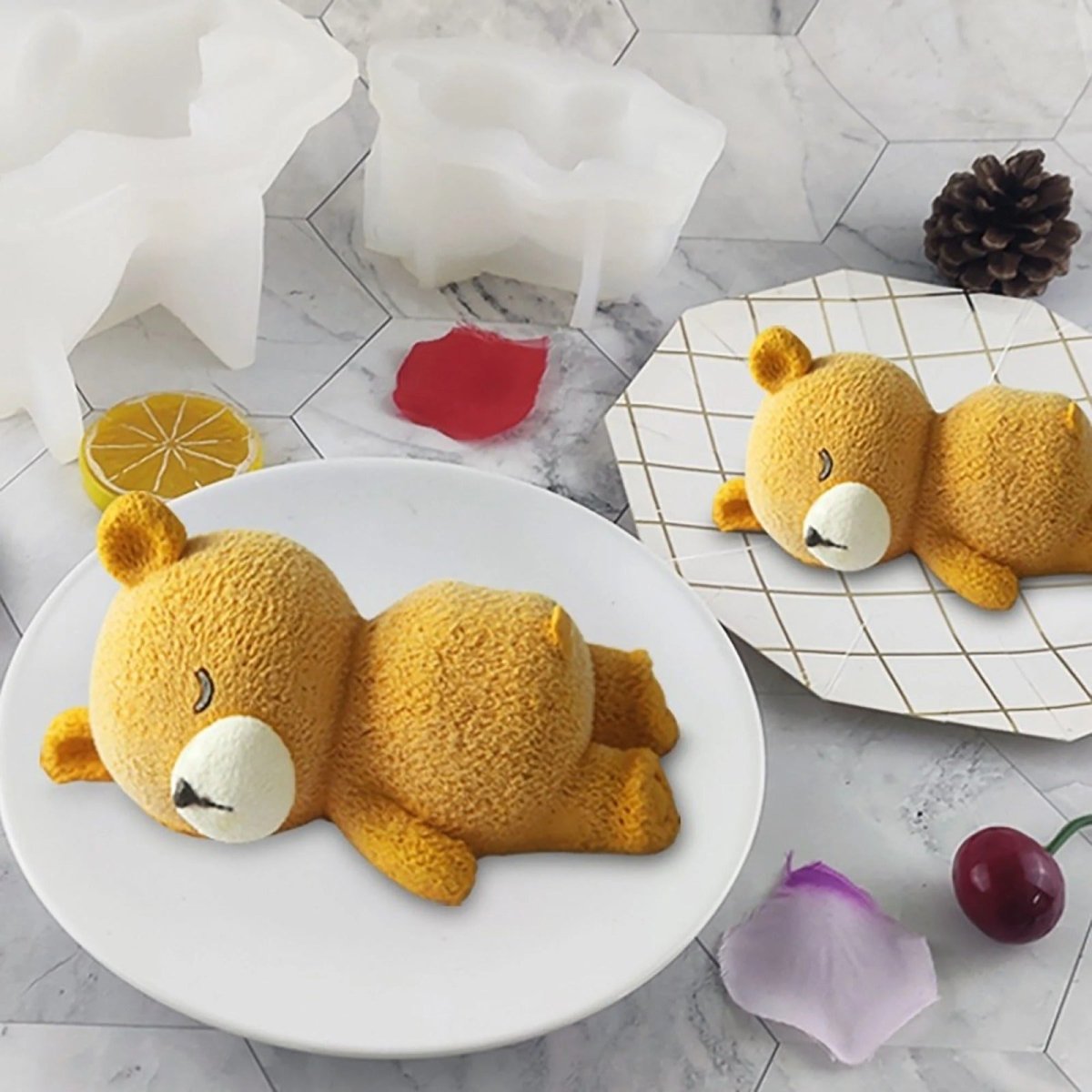 Lyba Moulds 3D Sleepy Bear Chocolate Mousse Baking Mould, Large - Bakeware India