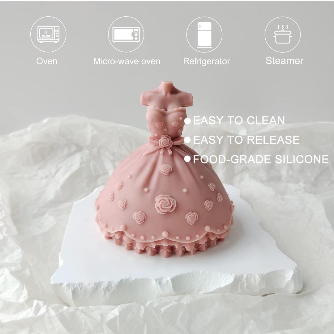 Lyba Moulds 3D Wedding Dress Fondant Chocolate Candle Silicone Mould - Bakeware India