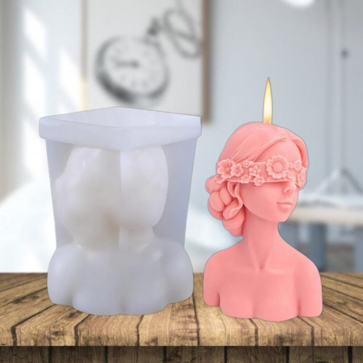 Lyba Moulds Blindfold Beautiful Lady Candle Silicone Mould - Bakeware India