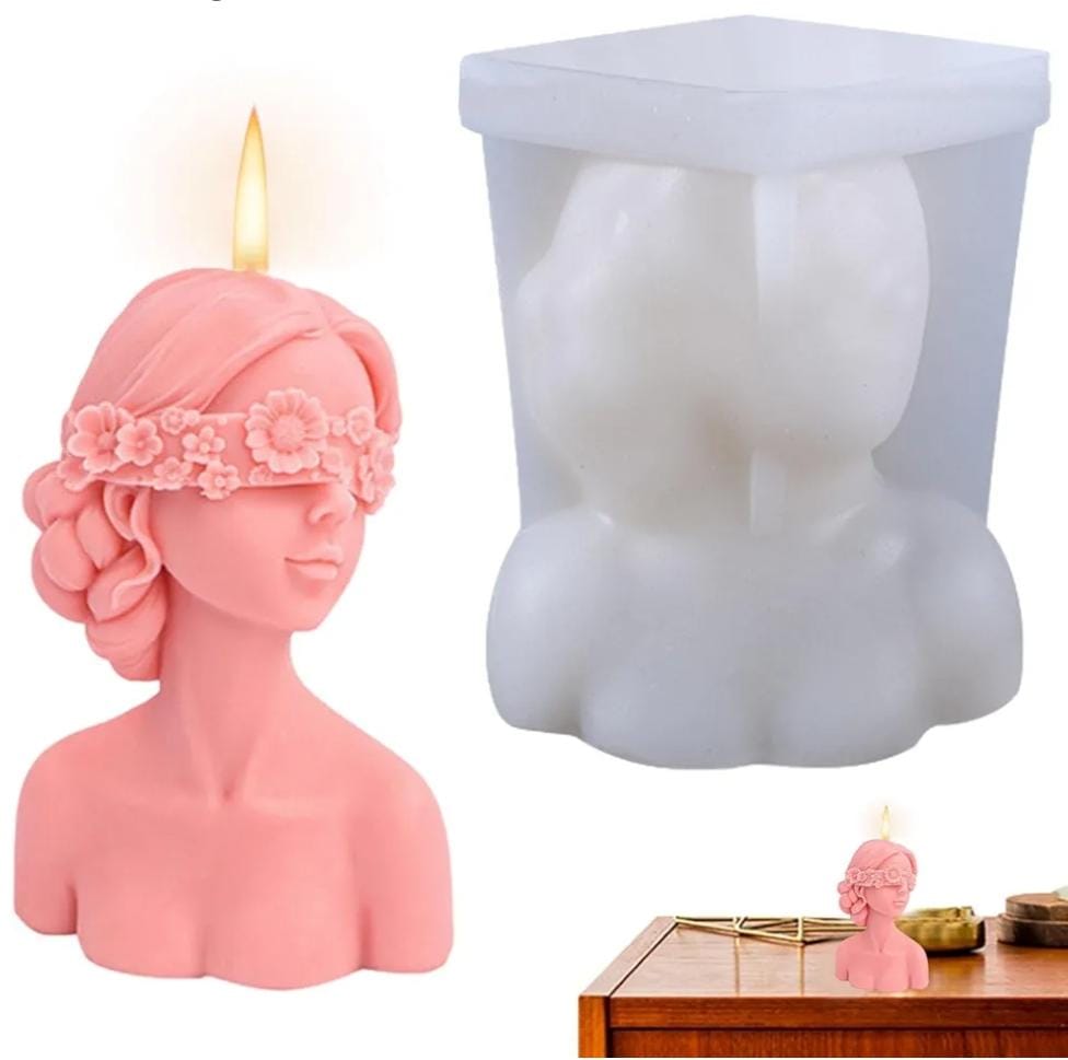 Lyba Moulds Blindfold Beautiful Lady Candle Silicone Mould - Bakeware India