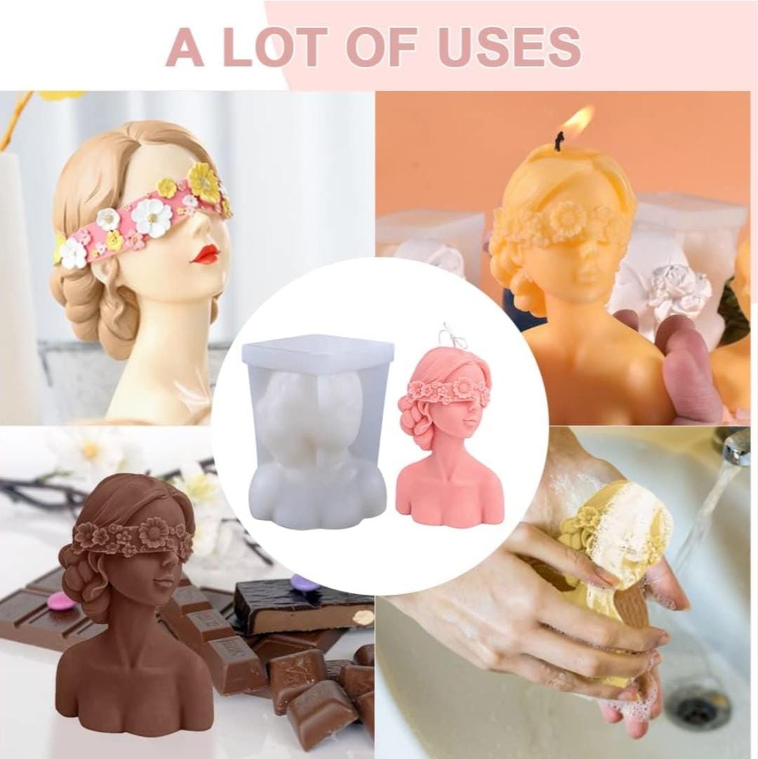 Lyba Moulds Blindfold Beautiful Lady Candle Silicone Mould - Bakeware India