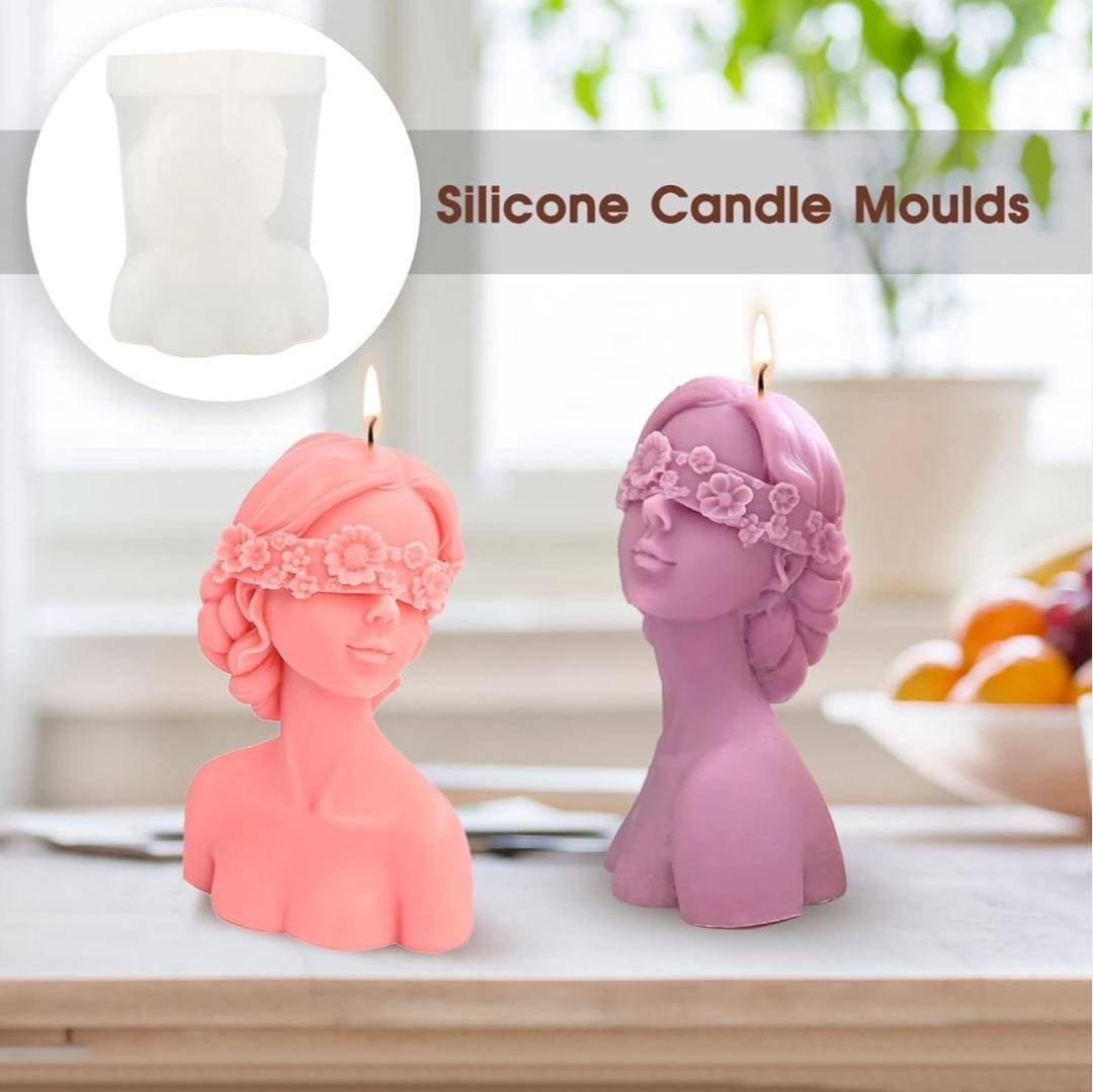 Lyba Moulds Blindfold Beautiful Lady Candle Silicone Mould - Bakeware India