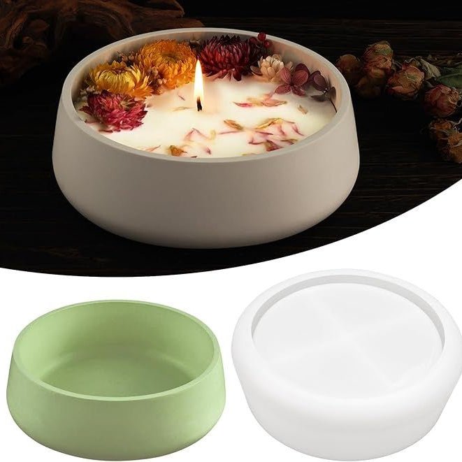 Lyba Moulds Bowl Concrete Flower Pot Candle Silicone Mould - Bakeware India