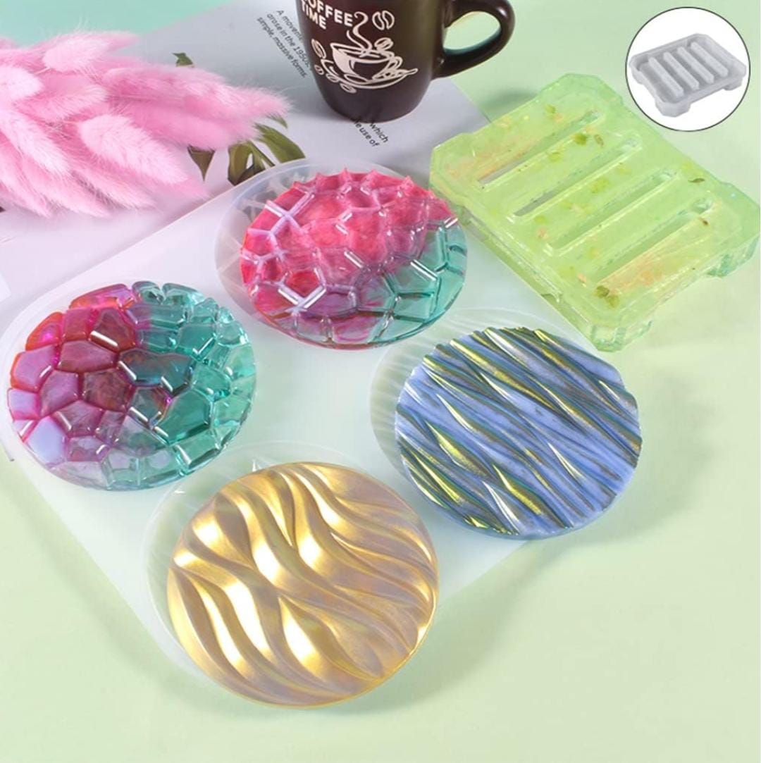 Lyba Moulds Designer Coaster Resin Silicone Mould 4 Cavity - Bakeware India