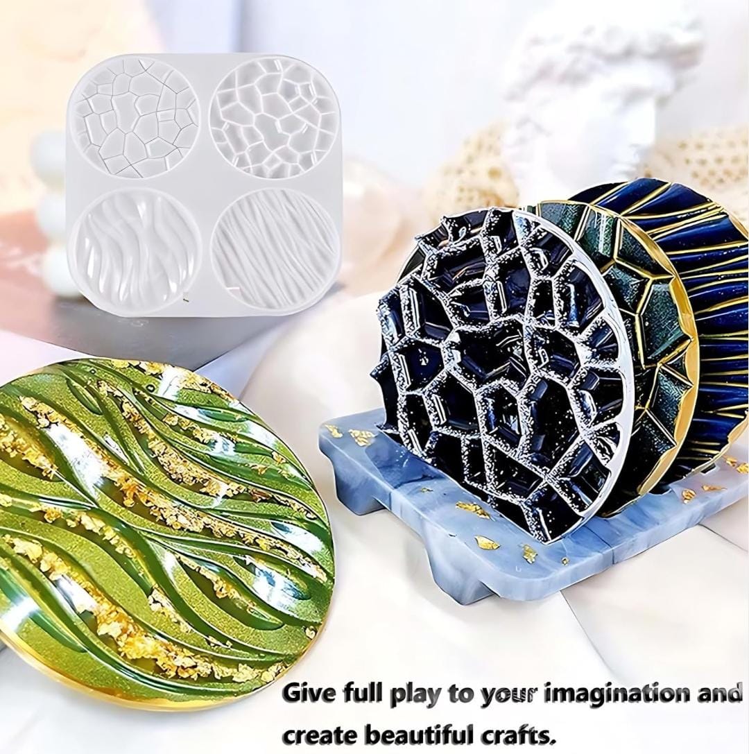 Lyba Moulds Designer Coaster Resin Silicone Mould 4 Cavity - Bakeware India
