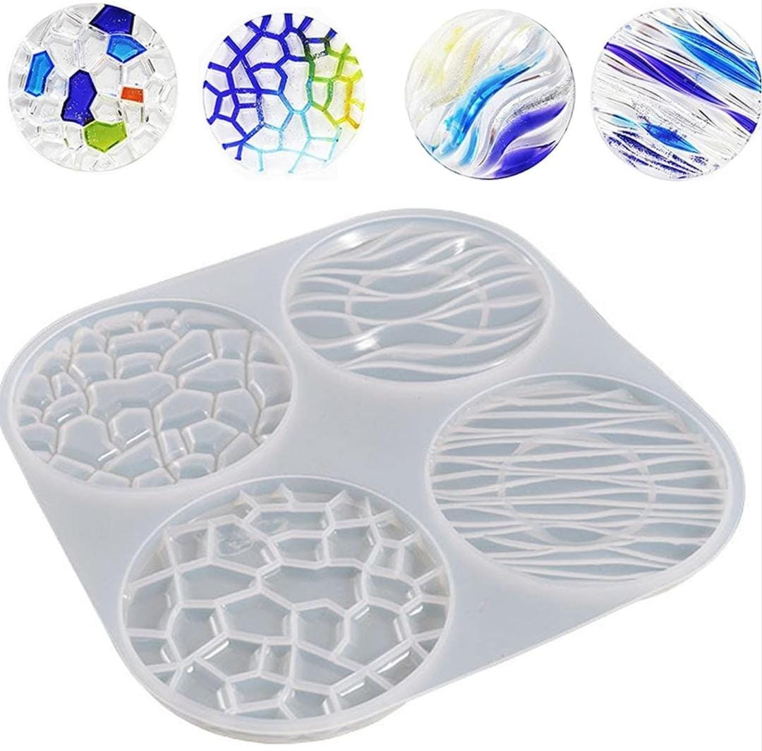 Lyba Moulds Designer Coaster Resin Silicone Mould 4 Cavity - Bakeware India