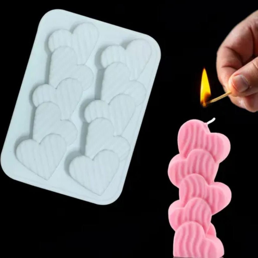 Lyba Moulds Heart Pillar Candle Silicone Mould, 2 Cavity - Bakeware India