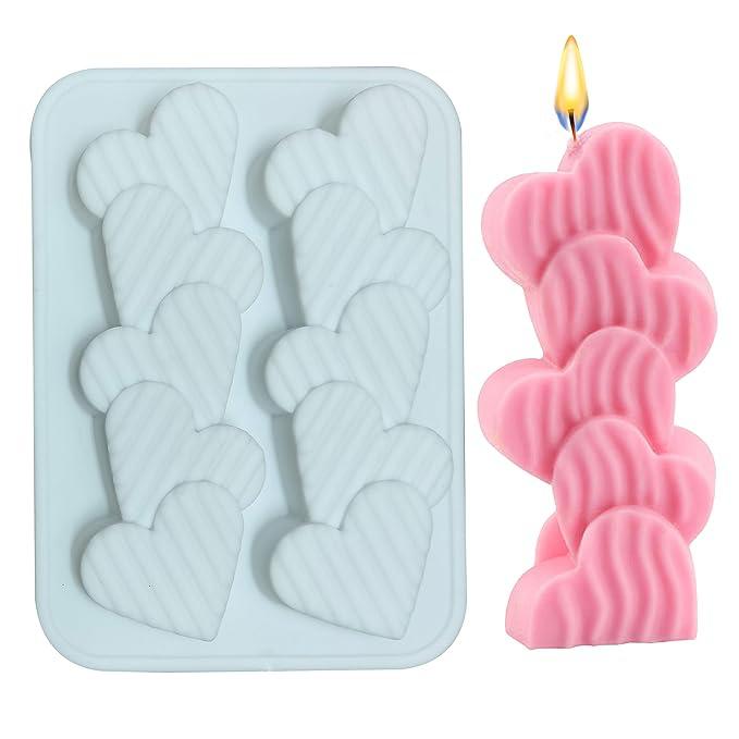 Lyba Moulds Heart Pillar Candle Silicone Mould, 2 Cavity - Bakeware India