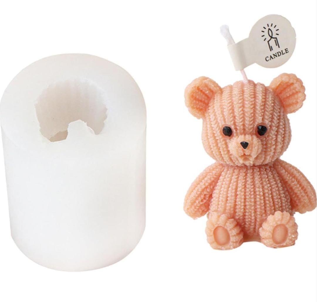 Lyba moulds Knitted Teddy Bear Candle Silicone Mould - Bakeware India