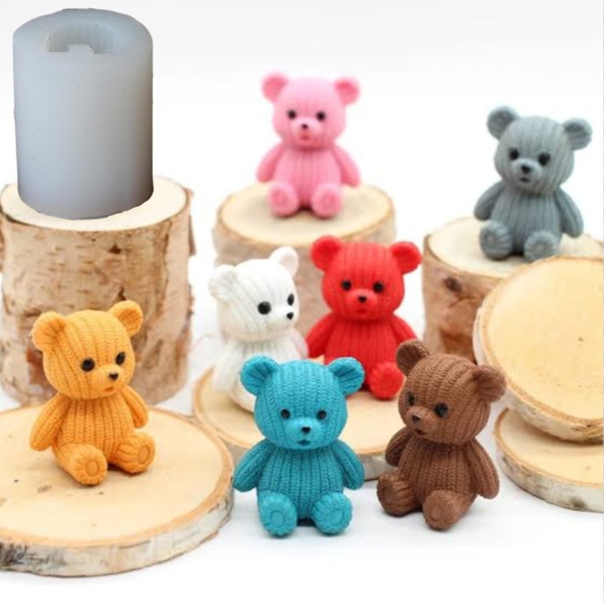 Lyba moulds Knitted Teddy Bear Candle Silicone Mould - Bakeware India