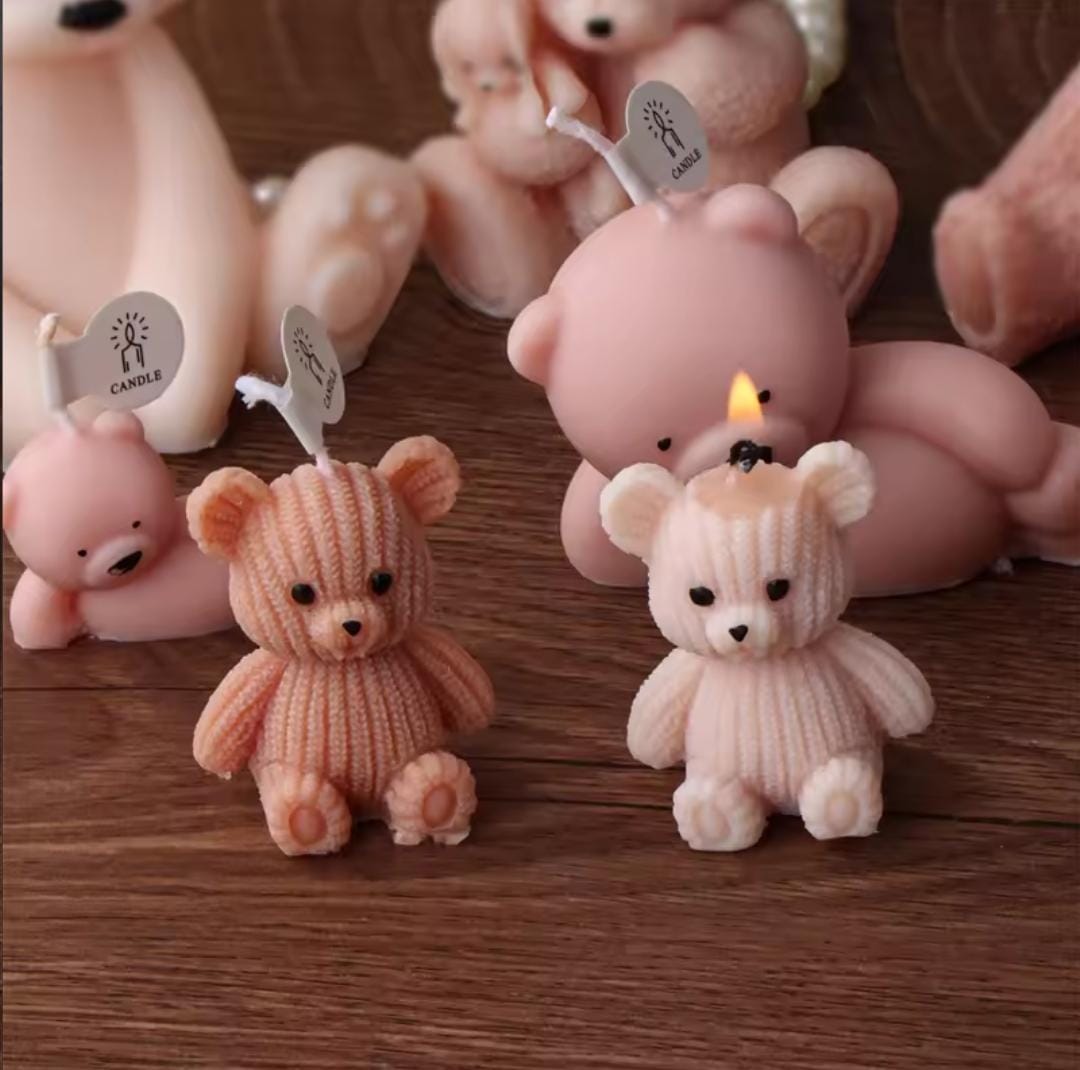 Lyba moulds Knitted Teddy Bear Candle Silicone Mould - Bakeware India