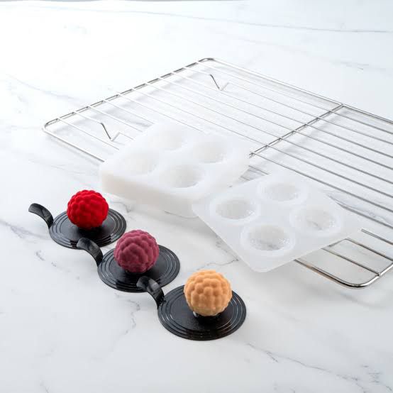Lyba Moulds Raspberry Berry Chocolate Mousse Cake Silicone Mould, 4 cavity - Bakeware India