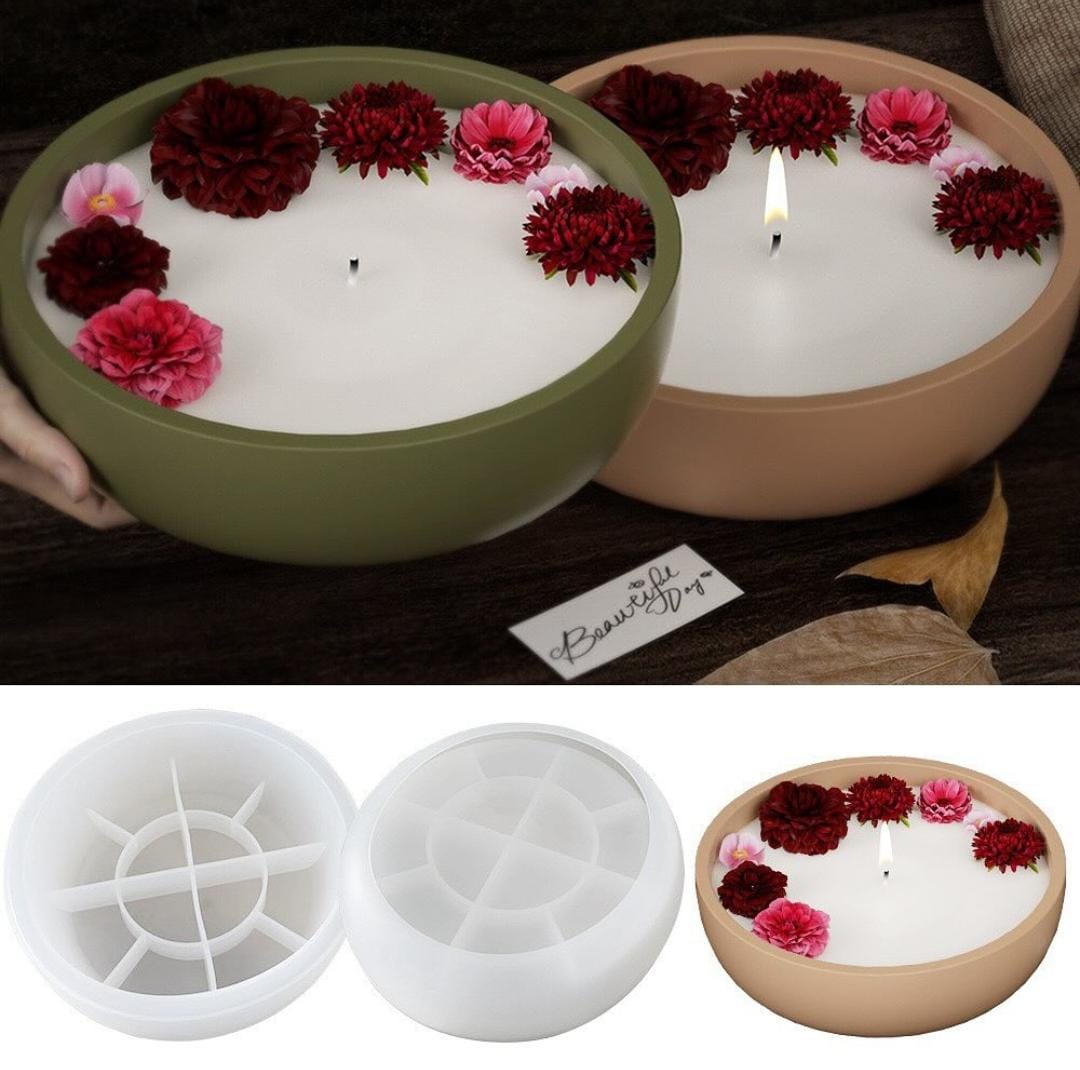 Lyba Moulds Round Concrete Flower Pot Candle Silicone Mould - Bakeware India