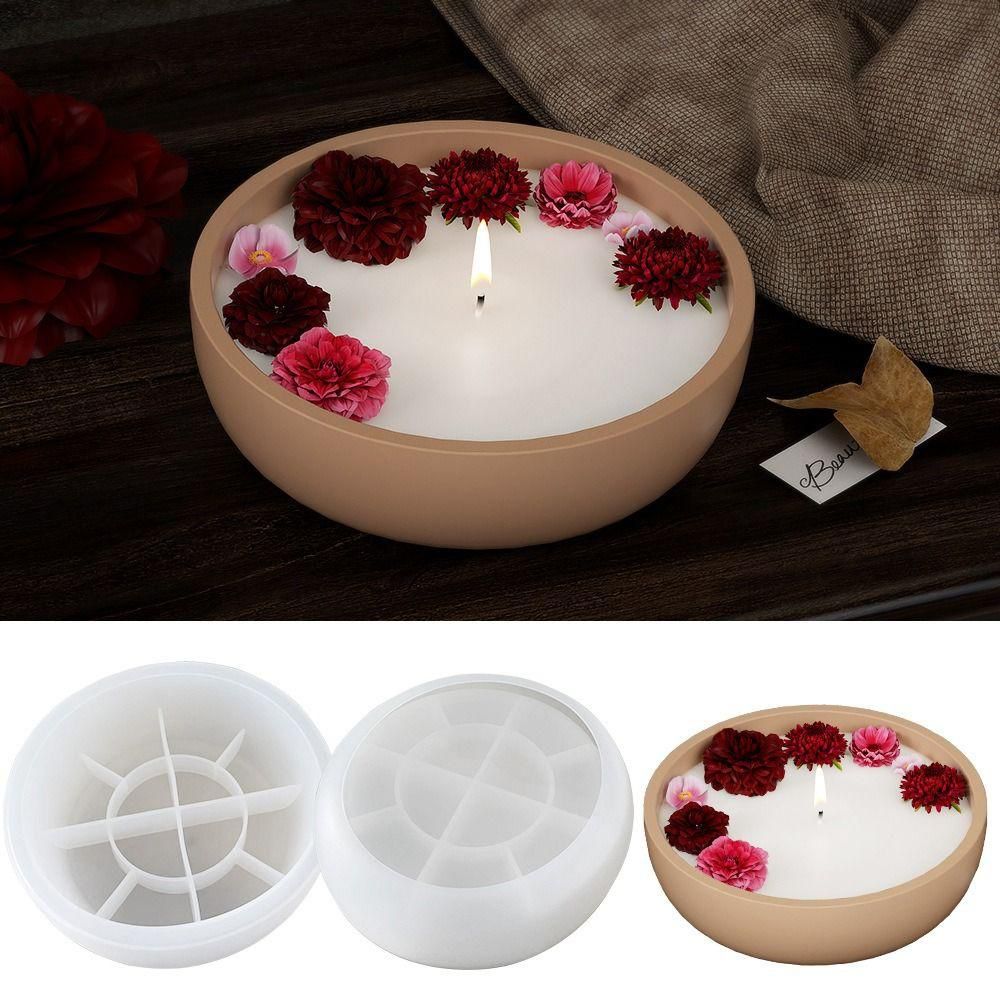 Lyba Moulds Round Concrete Flower Pot Candle Silicone Mould - Bakeware India