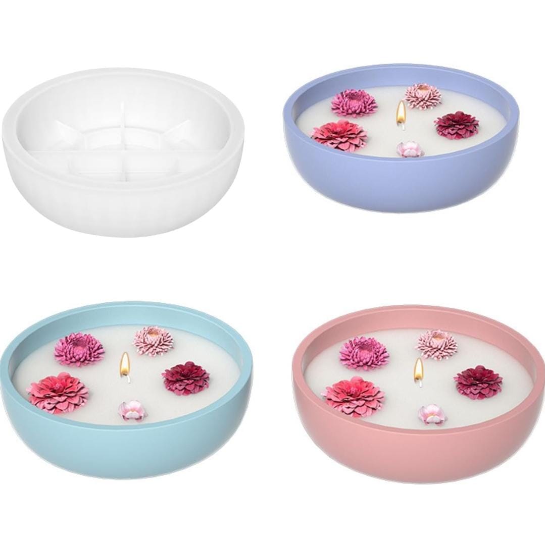 Lyba Moulds Round Concrete Flower Pot Candle Silicone Mould - Bakeware India