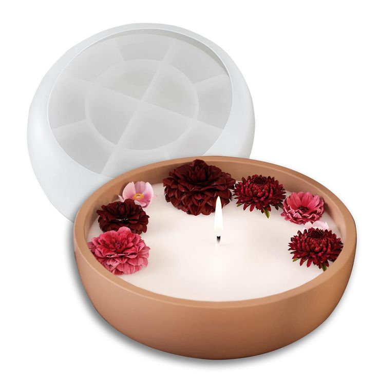 Lyba Moulds Round Concrete Flower Pot Candle Silicone Mould - Bakeware India